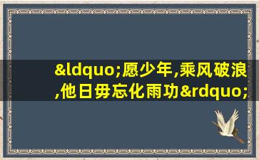 “愿少年,乘风破浪,他日毋忘化雨功”