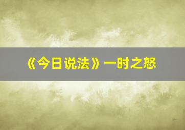 《今日说法》一时之怒