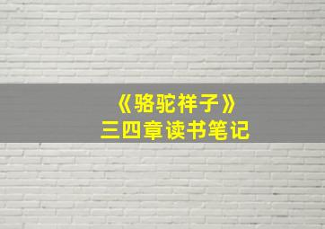 《骆驼祥子》三四章读书笔记