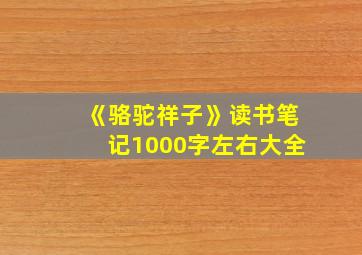 《骆驼祥子》读书笔记1000字左右大全