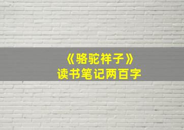 《骆驼祥子》读书笔记两百字