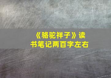 《骆驼祥子》读书笔记两百字左右