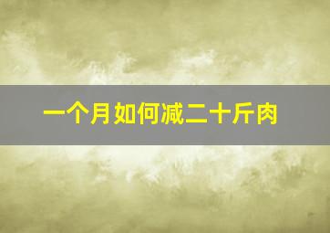 一个月如何减二十斤肉