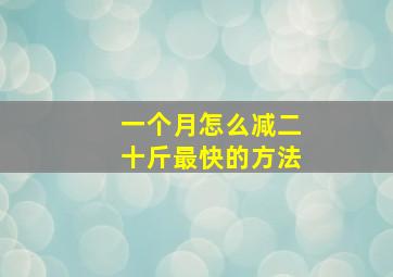 一个月怎么减二十斤最快的方法