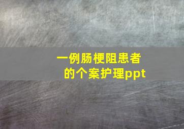 一例肠梗阻患者的个案护理ppt