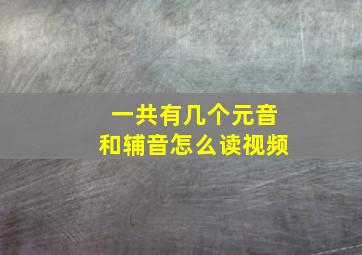 一共有几个元音和辅音怎么读视频