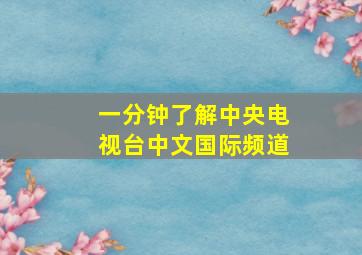 一分钟了解中央电视台中文国际频道