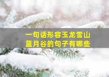 一句话形容玉龙雪山蓝月谷的句子有哪些