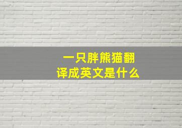 一只胖熊猫翻译成英文是什么