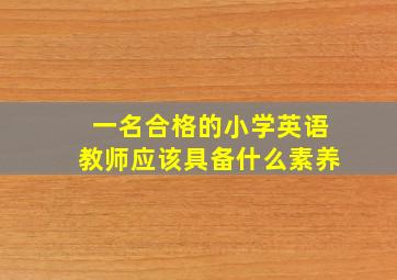 一名合格的小学英语教师应该具备什么素养