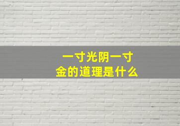 一寸光阴一寸金的道理是什么