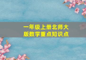 一年级上册北师大版数学重点知识点