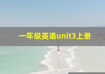 一年级英语unit3上册