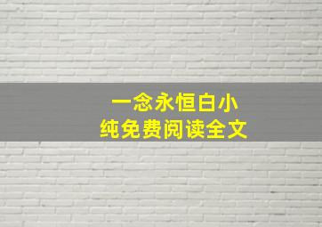 一念永恒白小纯免费阅读全文