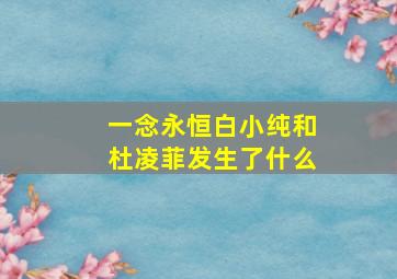 一念永恒白小纯和杜凌菲发生了什么