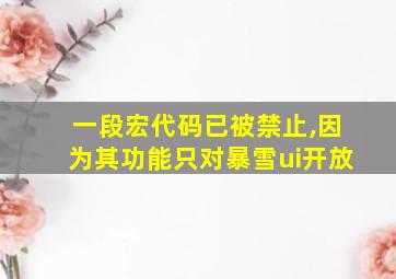 一段宏代码已被禁止,因为其功能只对暴雪ui开放