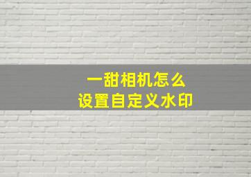 一甜相机怎么设置自定义水印