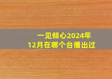 一见倾心2024年12月在哪个台播出过