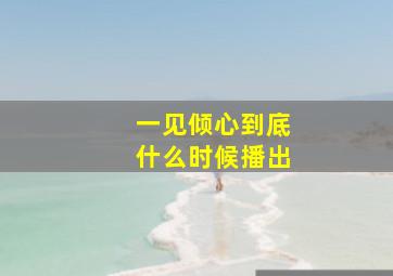 一见倾心到底什么时候播出