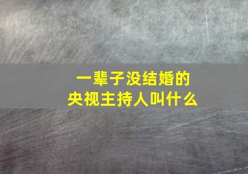 一辈子没结婚的央视主持人叫什么