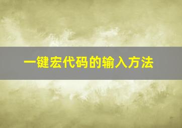 一键宏代码的输入方法