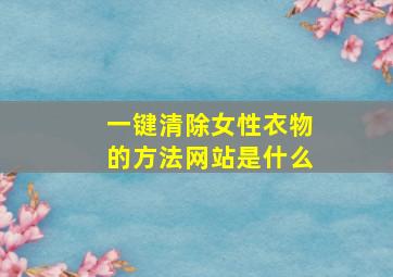 一键清除女性衣物的方法网站是什么