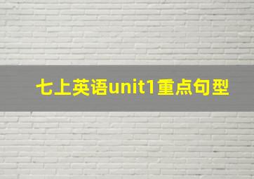 七上英语unit1重点句型