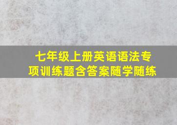 七年级上册英语语法专项训练题含答案随学随练