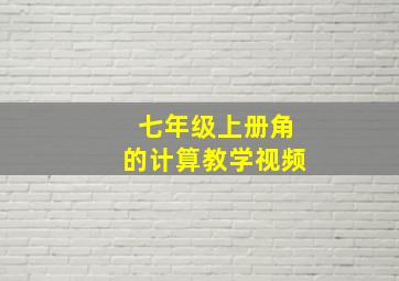 七年级上册角的计算教学视频