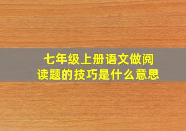 七年级上册语文做阅读题的技巧是什么意思