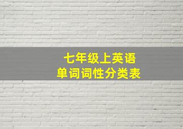 七年级上英语单词词性分类表