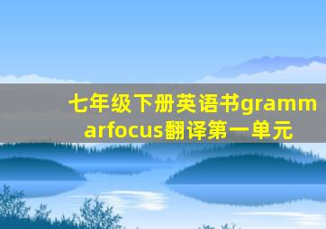 七年级下册英语书grammarfocus翻译第一单元