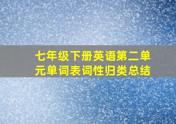 七年级下册英语第二单元单词表词性归类总结