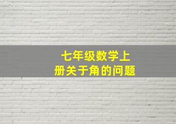 七年级数学上册关于角的问题