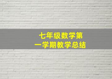 七年级数学第一学期教学总结