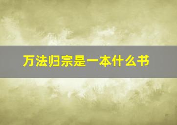 万法归宗是一本什么书