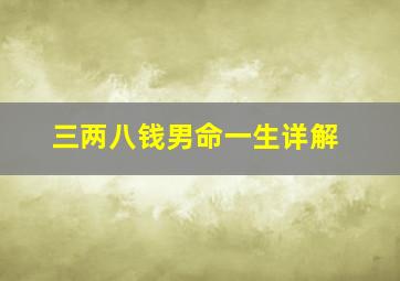 三两八钱男命一生详解