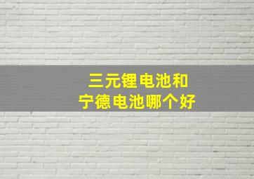 三元锂电池和宁德电池哪个好