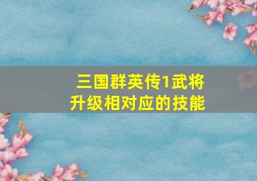 三国群英传1武将升级相对应的技能