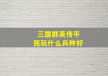 三国群英传平民玩什么兵种好