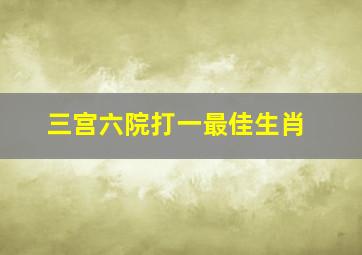 三宫六院打一最佳生肖