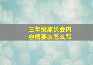 三年级家长会内容概要表怎么写