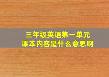 三年级英语第一单元课本内容是什么意思啊