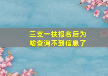 三支一扶报名后为啥查询不到信息了