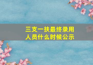 三支一扶最终录用人员什么时候公示