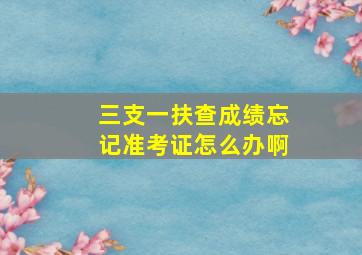 三支一扶查成绩忘记准考证怎么办啊