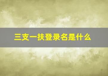 三支一扶登录名是什么