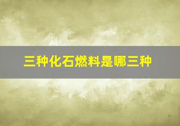 三种化石燃料是哪三种