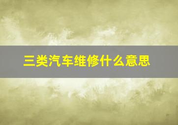 三类汽车维修什么意思