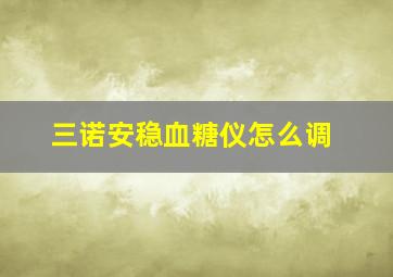 三诺安稳血糖仪怎么调